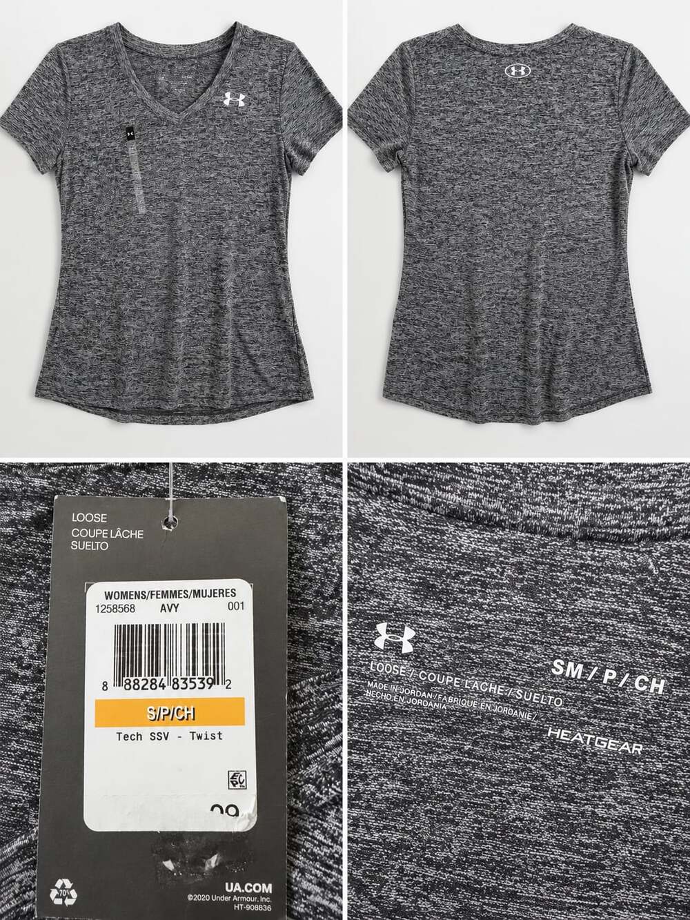 Under Armour Women's Tech SSV Twist V-Neck Athletic T-Shirt Black Heather